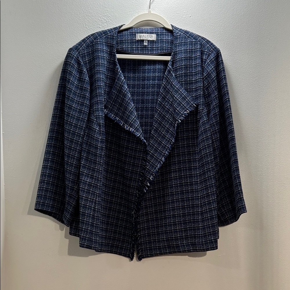 Kasper Navy Checkered Blazer